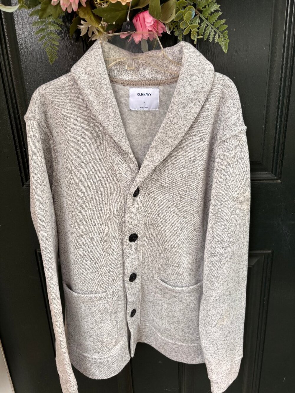 Old Navy Light Gray Button Up Women’s Fleece Cardigan, Sz Med